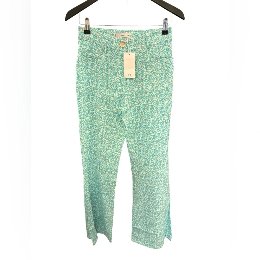 MANGO NWT Floral Linen Blend Flare Pants in Sz 2, 4 & 6